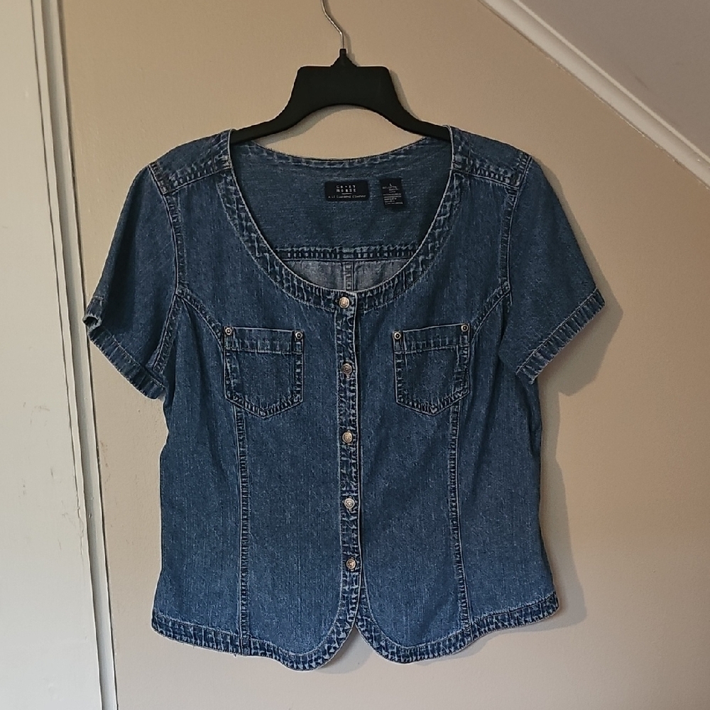 Liz Claiborne Blue Fitted Button Down Blouse